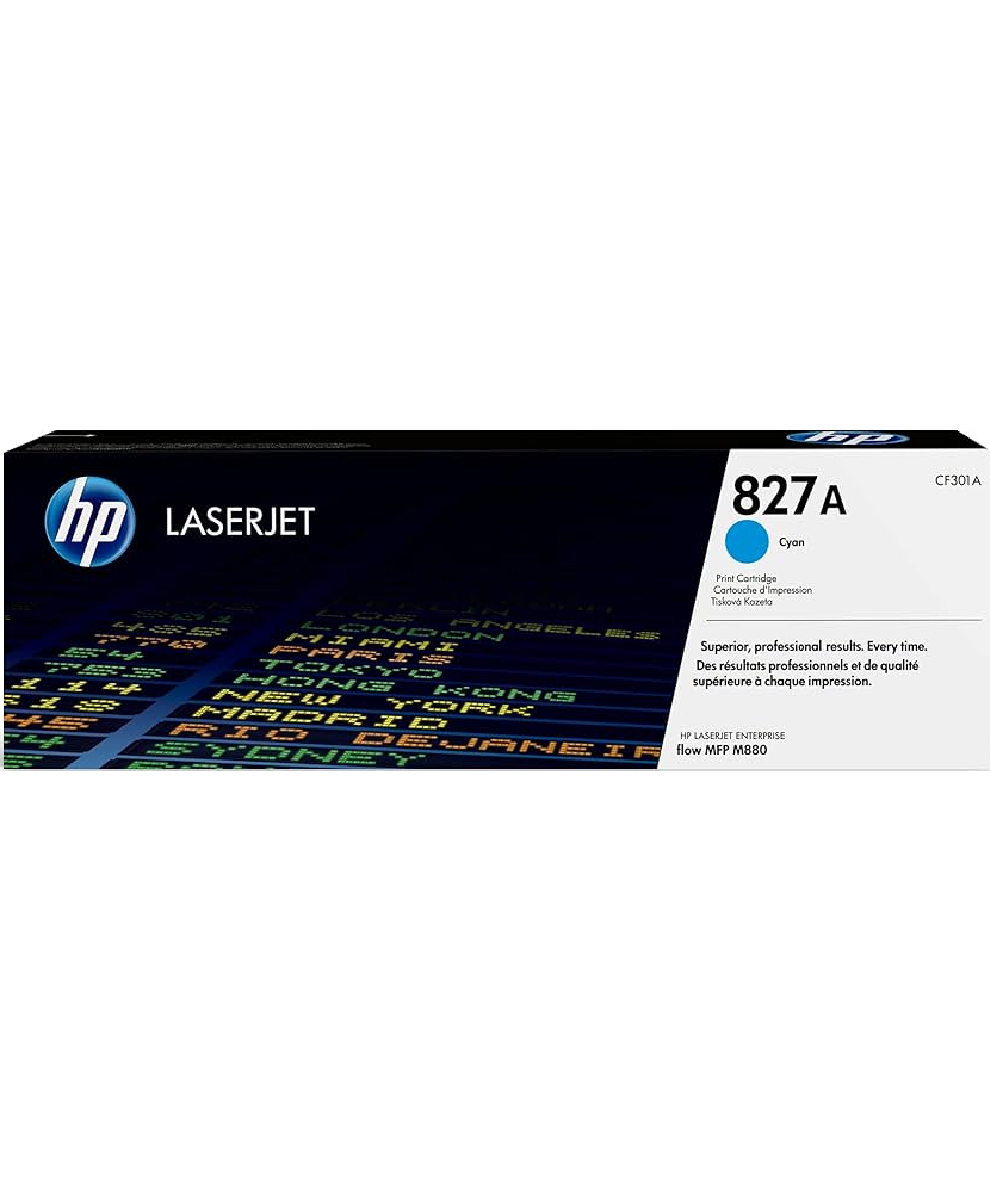 HP 827A Cyan Original LaserJet Toner Cartridge, CF301A, Produce standout business documents with glossy, photo-quality color.