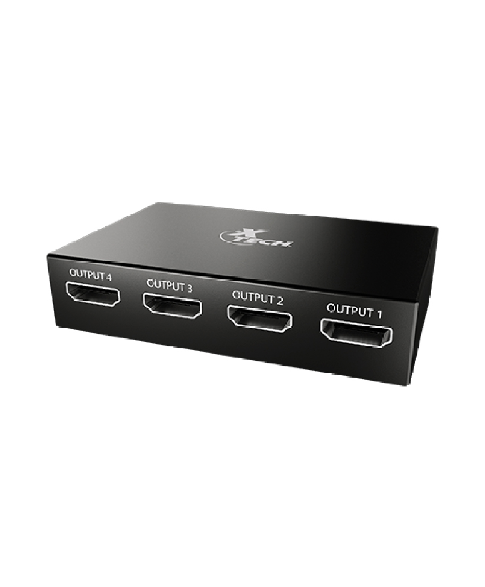 Xtech XHA-420 4-port HDMI® Splitter Box with power